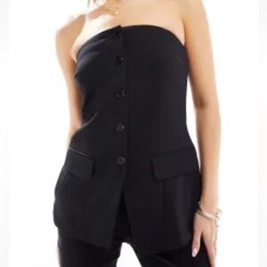 ASOS Black Button-Up Bandeau Top